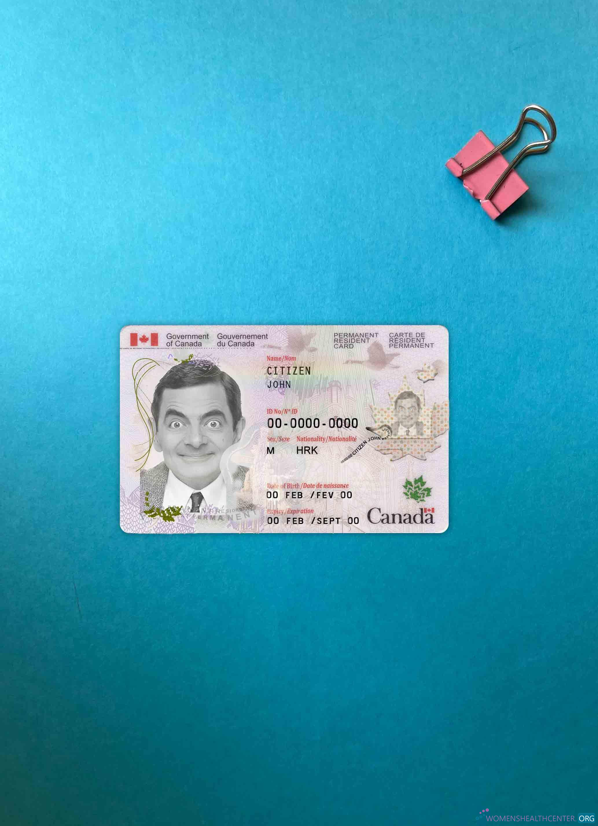 Download Canada permanent resident card version 2 photolook FRONT Photoshop template